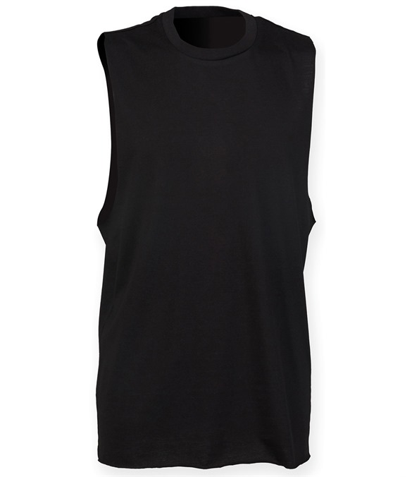 High neck slash armhole vest