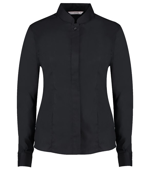 Women&#39;s mandarin collar shirt long-sleeved (tailored fit)