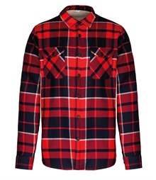 Sherpa-lined checked shirt jacket